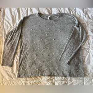 Kensie Sweater Top with Pearls - Size XL